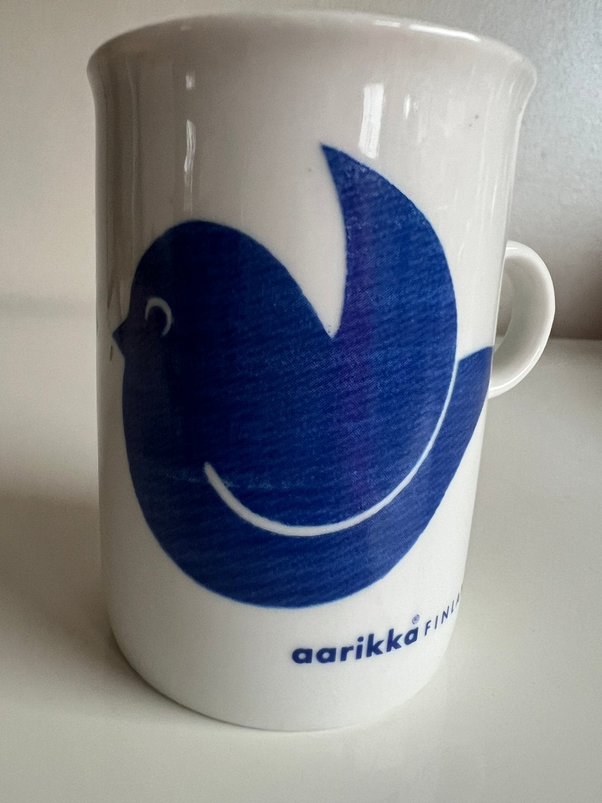 Vintage Fins Aarikka Birds Beker Mok Blauw Groen Vogel 70’s, Ophalen of Verzenden, Zo goed als nieuw, Porselein, Kop(pen) en/of Schotel(s)