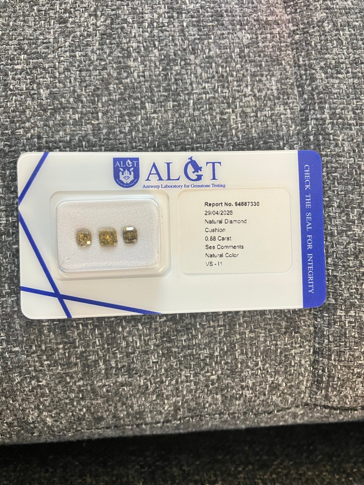 ALGT Gecertificeerde Natuurlijke Gele Diamanten (0.88 Karaat, Ophalen of Verzenden, Nieuw