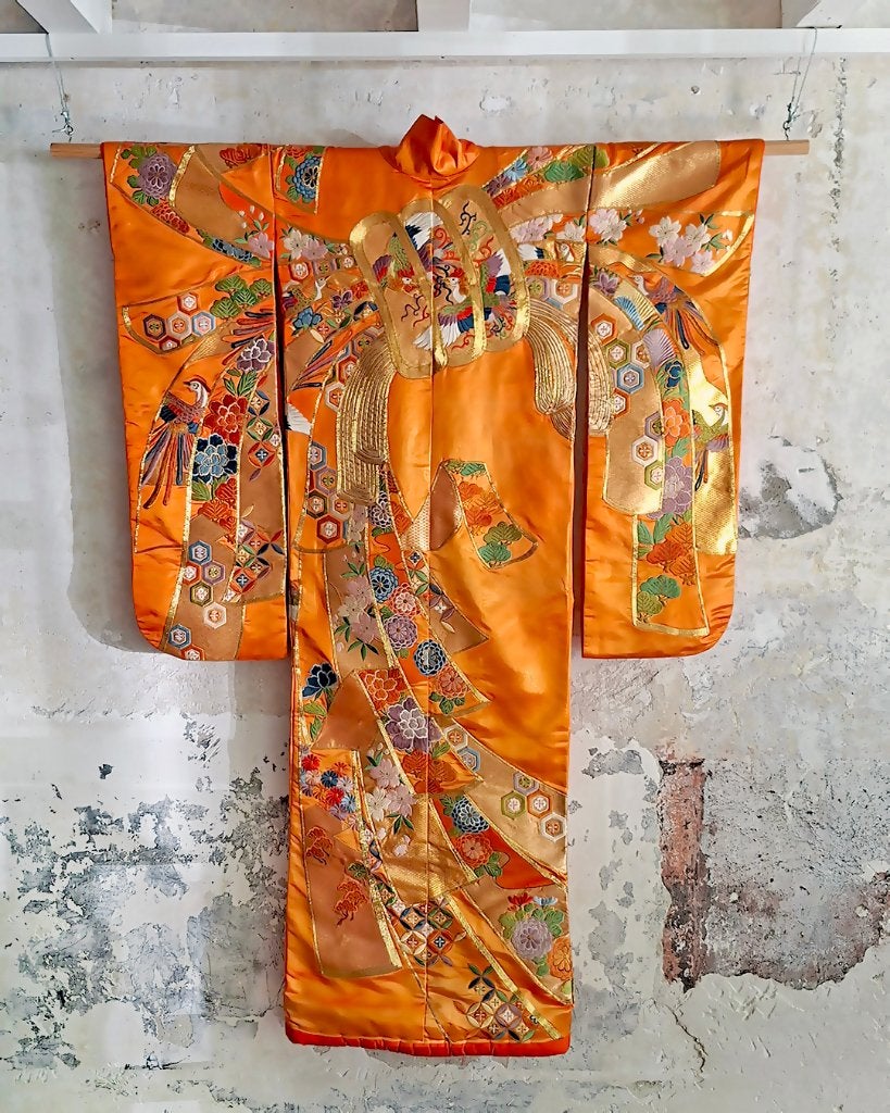 Authentieke trouwkimono/jas, (iro) uchikake, zijde, 20e eeuw, Ophalen of Verzenden