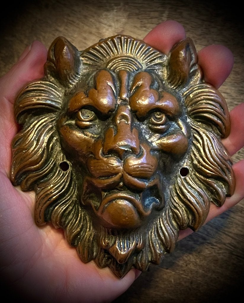 Ornament Leeuw Wand Plaquette Prachtig hoofd antiek brons, Verzenden, Brons