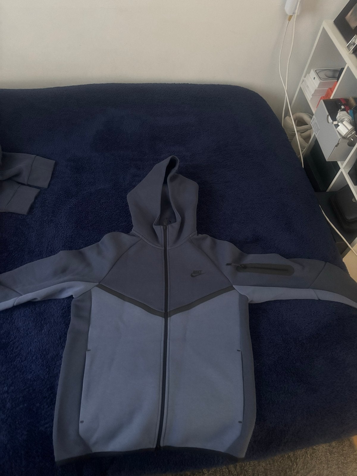 Nike Tech Fleece Hoodie (S) & Broek (M) - Grijs/Blauw, Ophalen of Verzenden, Gedragen