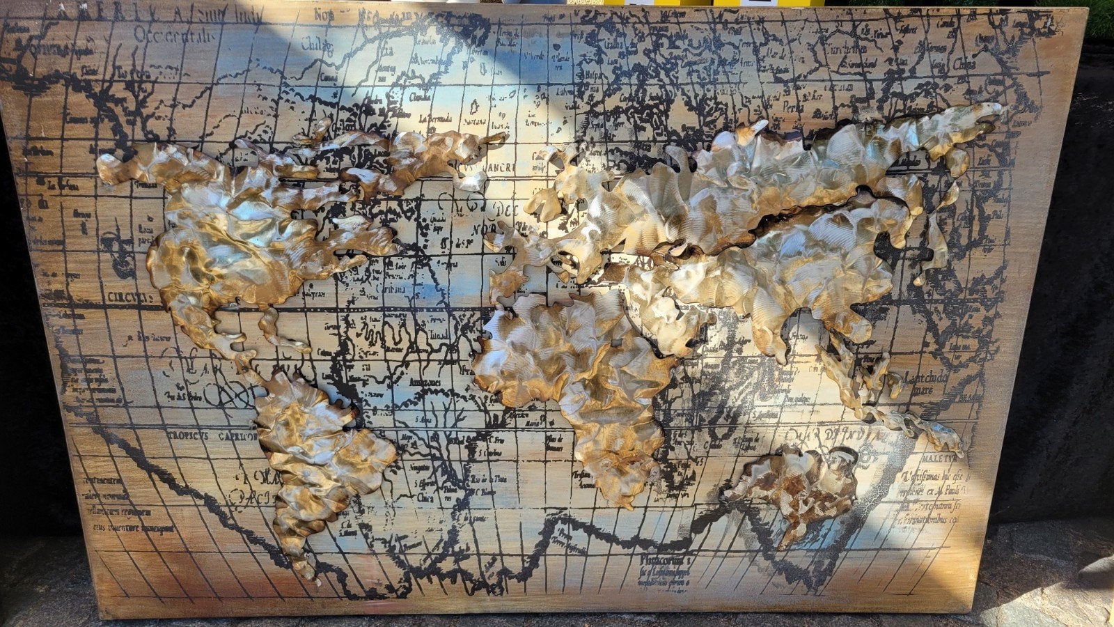 Metalen Wereldkaart Schilderij 120x80 cm voor Binnen & Buite, Ophalen, Nieuw, Schilderij, Oorspronkelijke maker
