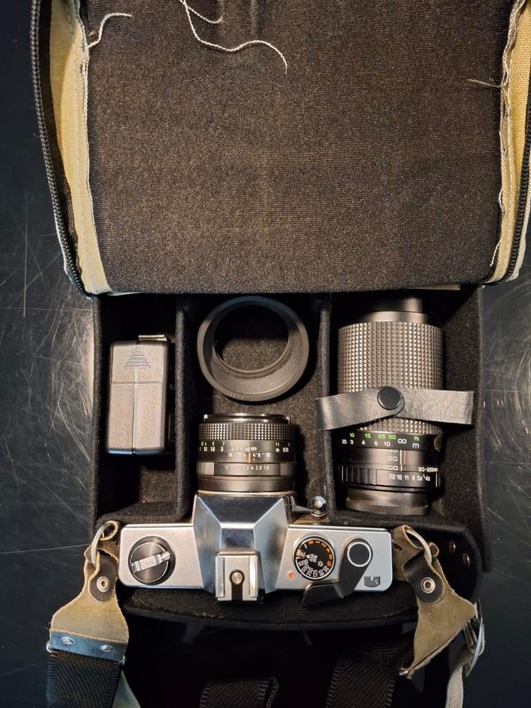 Te koop Praktica MTL5 spiegelreflexcamera zoomlens flitser, Ophalen of Verzenden, Gebruikt, Spiegelreflex, Overige Merken