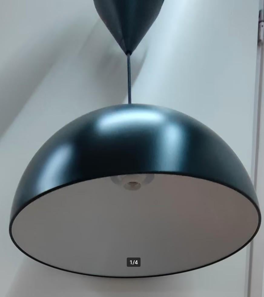Ikea zwarte hanglamp, ronde halve bol, Ophalen, Gebruikt, Modern, Industrieel, Metaal