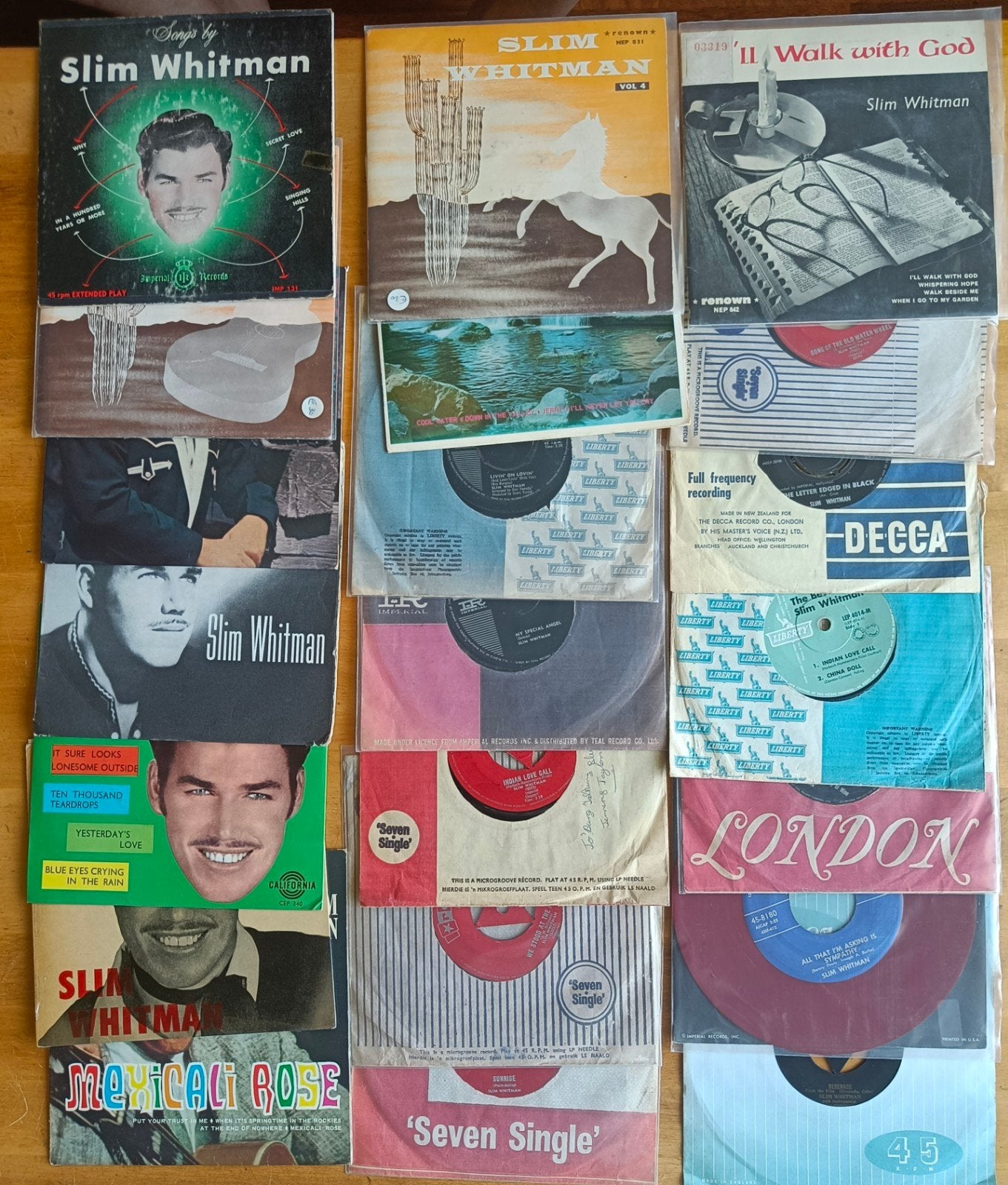 Slim Whitman collectie (50EPs/ 160 singles), Cd's en Dvd's, Gebruikt, 7 inch, Ophalen of Verzenden, Country