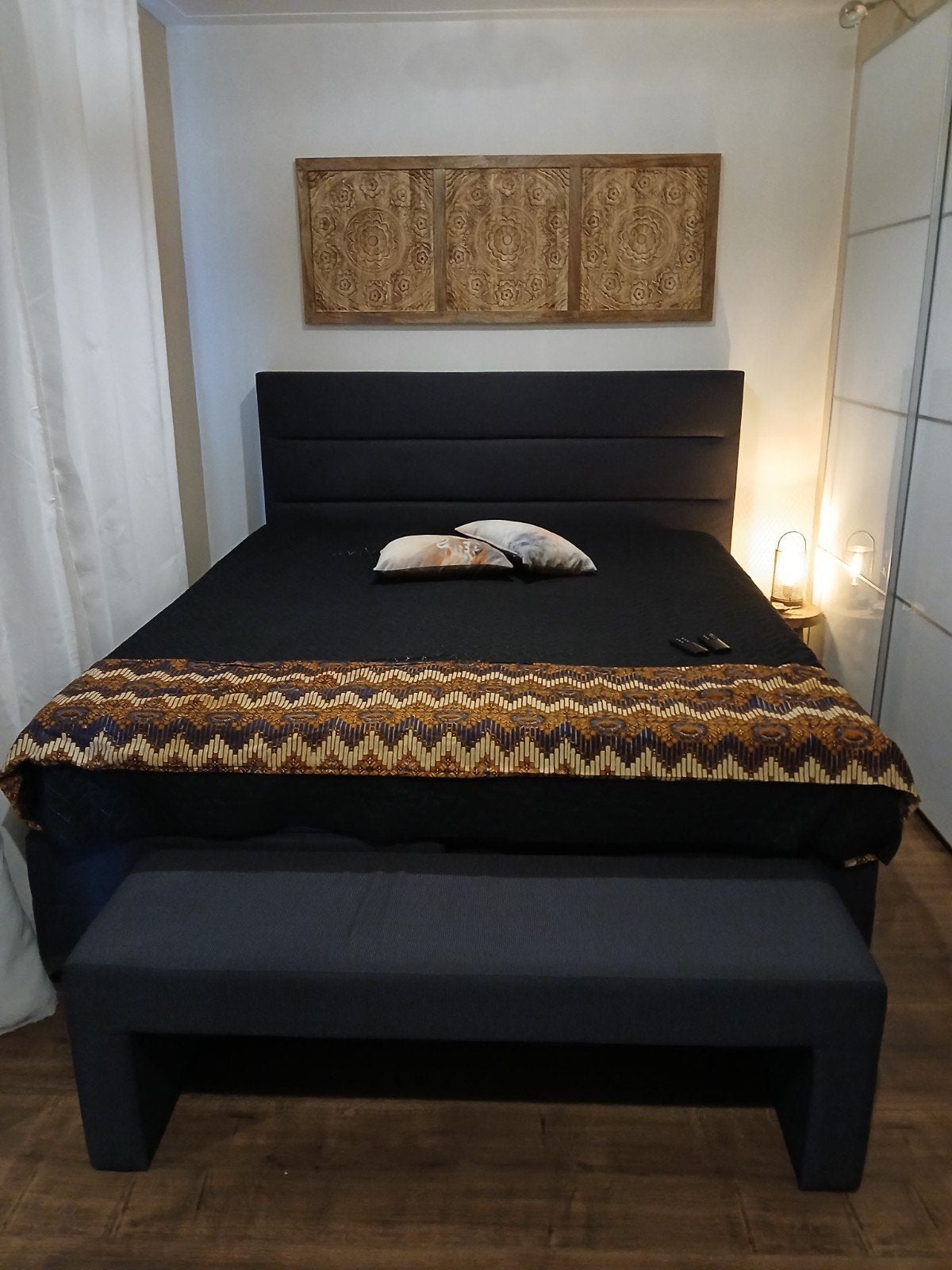 Verstelbaar Tweepersoons Boxspring - blauw swiss sense, Ophalen, Verstelbaar, Blauw, 210 cm
