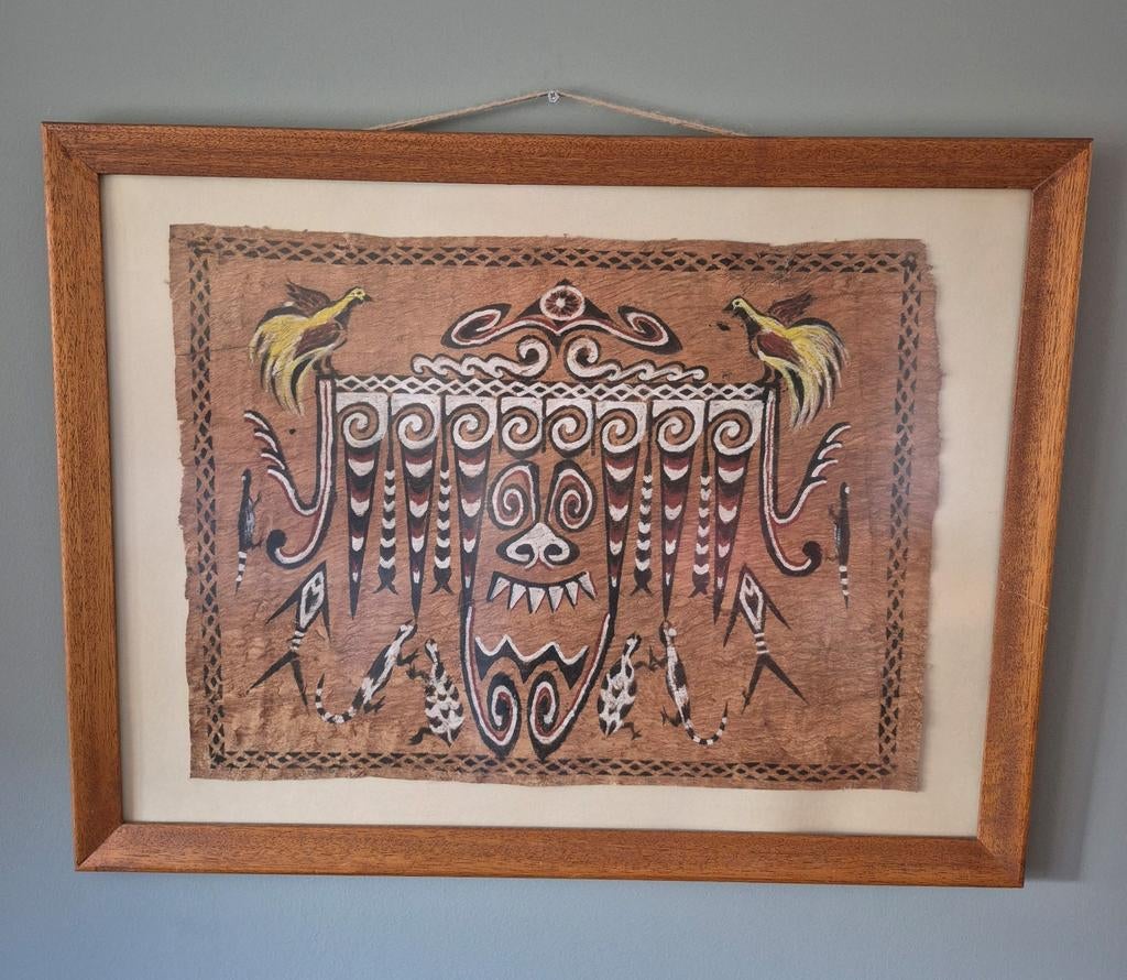 Fraai Boombast schilderij Papue new Guinea, Antiek en Kunst, Ophalen of Verzenden