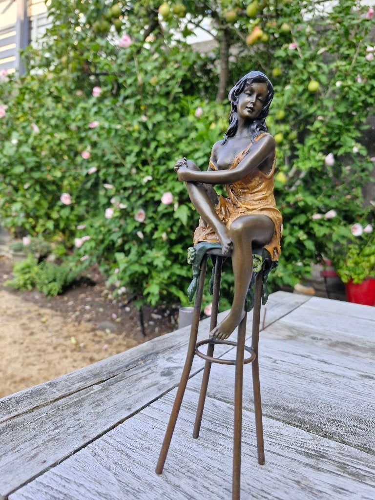 beeld brons vrouw art deco, Overige onderwerpen, Verzenden, Art deco, Brons