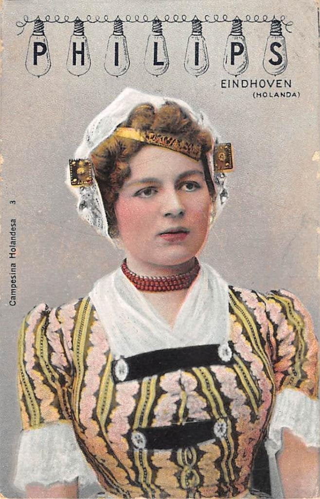 Eindhoven Lampara lampen Philips Klederdracht Reclame, Ophalen of Verzenden, Voor 1920, Gelopen, Noord-Brabant
