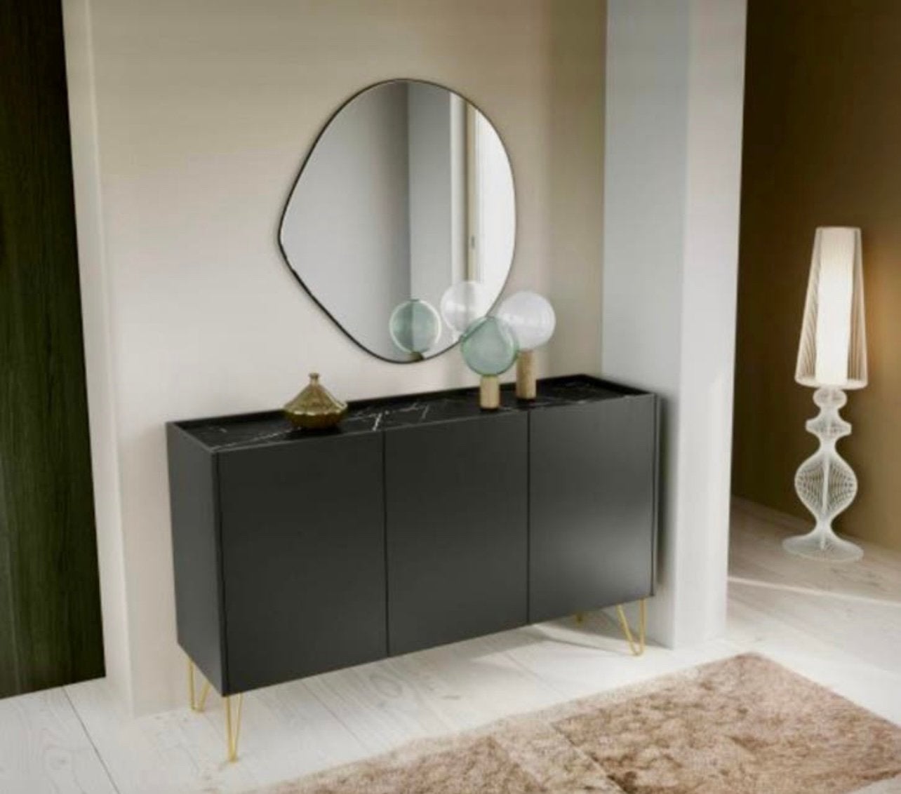 Dressoir. Zwart. 144 cm. Zgan., Huis en Inrichting, Kasten | Dressoirs, Ophalen, Zo goed als nieuw, Industrieel, 25 tot 50 cm