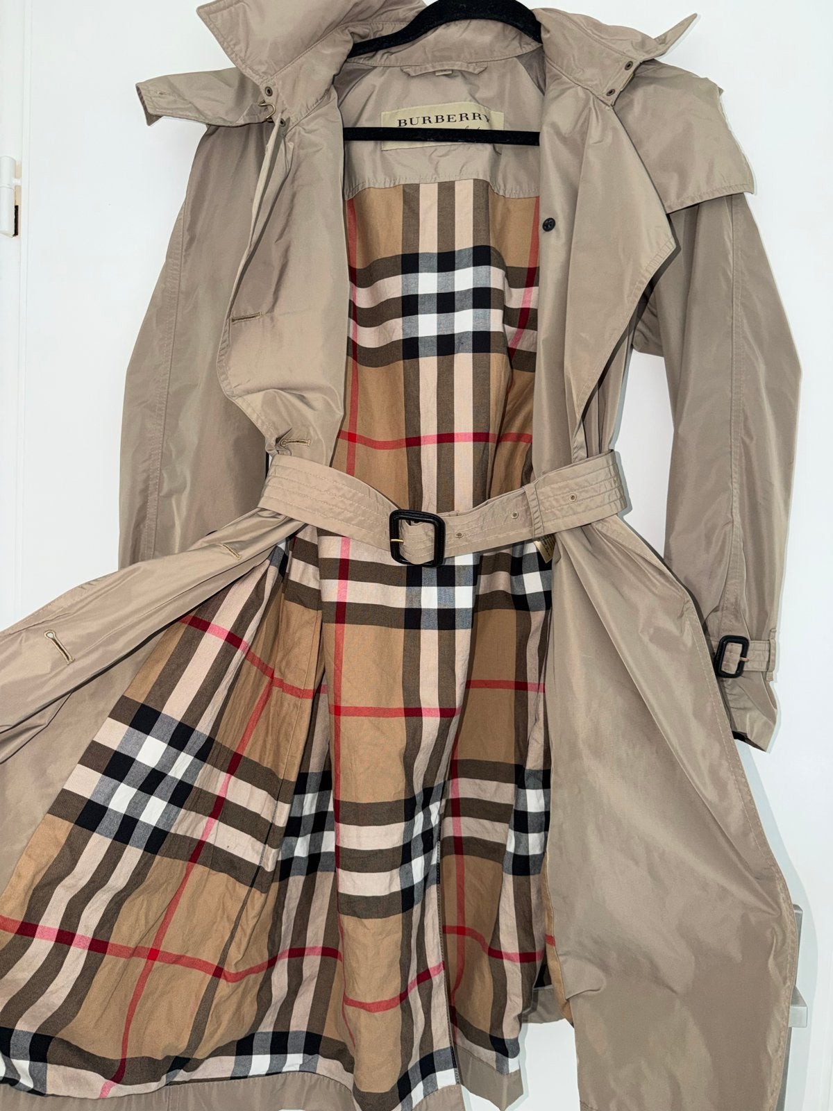 Burberry Regenjas met afneembare capuchon, Ophalen of Verzenden, Gedragen, Maat 38/40 (M), Beige