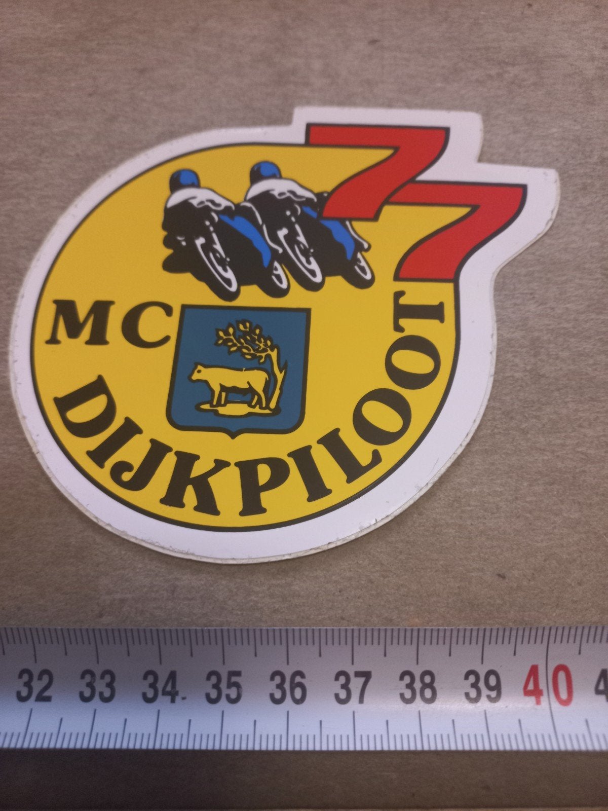 Vintage MC Dijkpiloot 77 sticker, Ophalen of Verzenden, Gebruikt, Auto of Motor