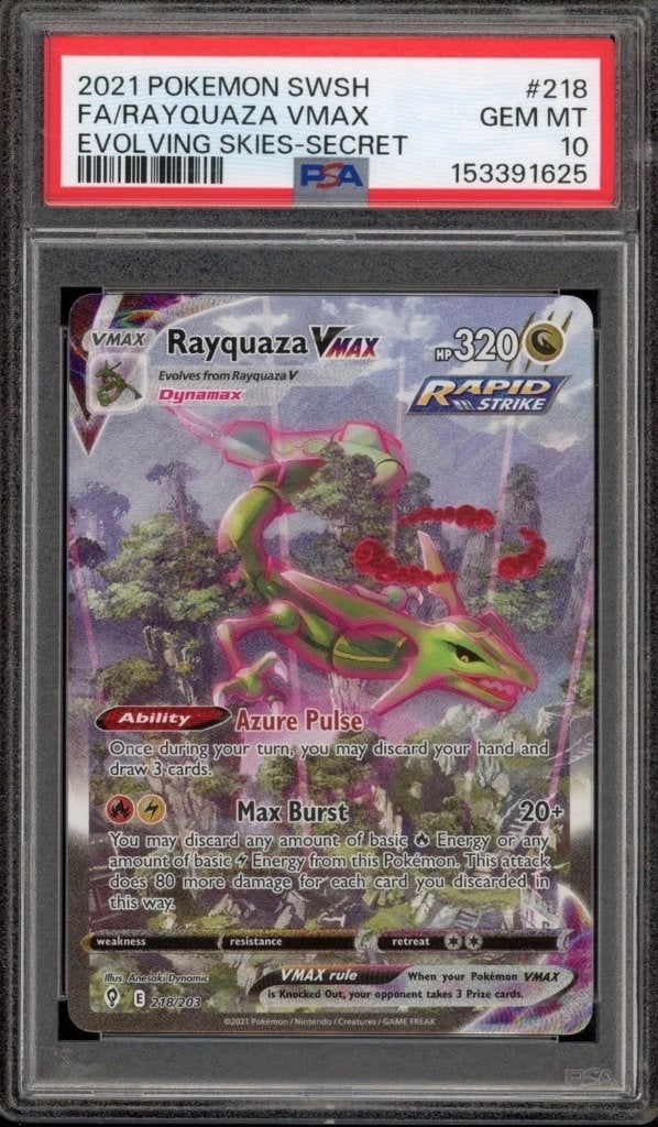 rayquaza VMAX psa 10, Hobby en Vrije tijd, Verzamelkaartspellen | Pokémon, Ophalen of Verzenden, Nieuw, Losse kaart, Foil