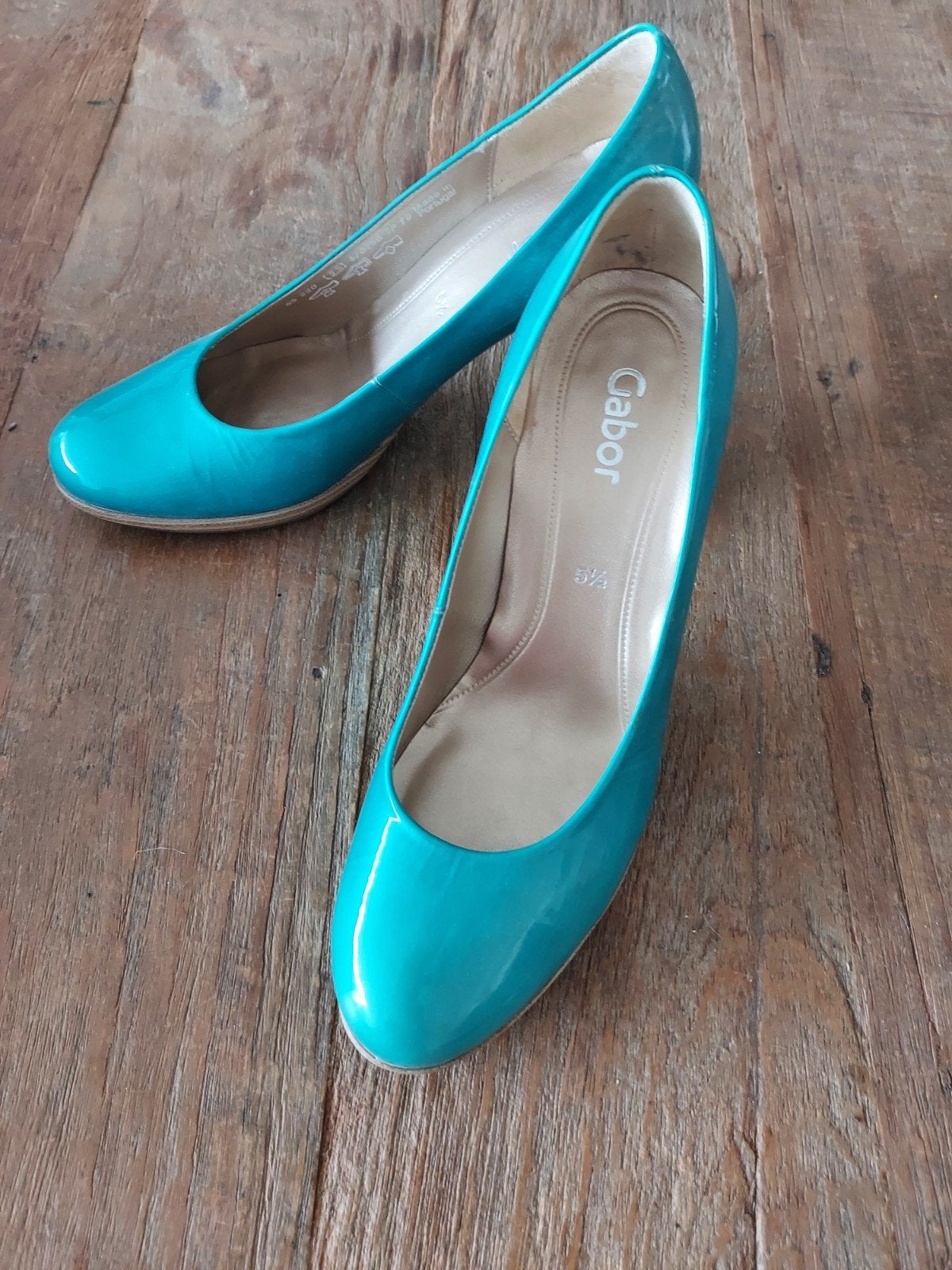 Gabor pumps maat 39 - Turquoise lak, Pumps, Overige kleuren, Gabor, Ophalen of Verzenden