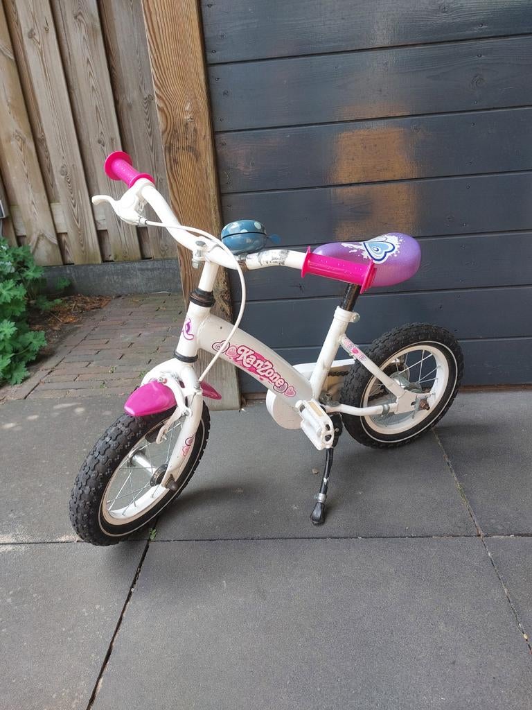 Kinderfiets met zijwielen - Wit/Roze, Ophalen, Terugtraprem, Zijwieltjes, Gebruikt