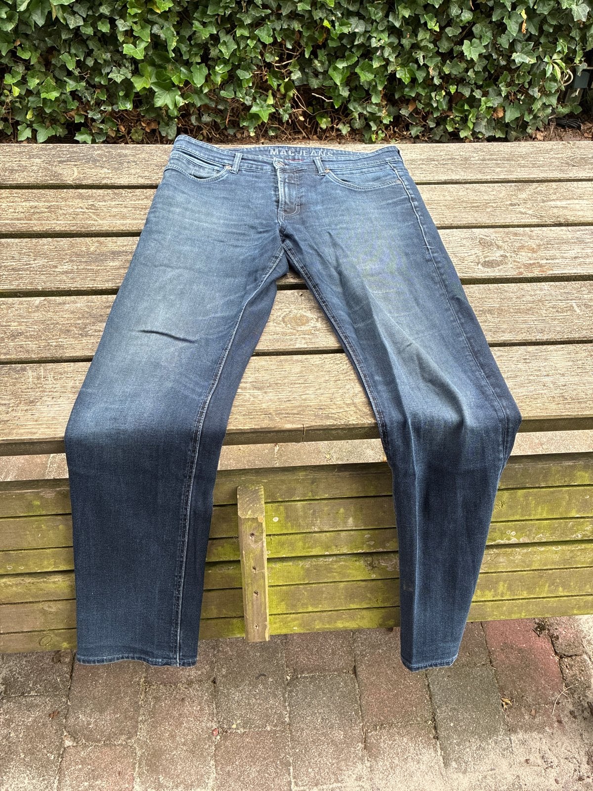 Mac Jeans Arne Pipe Donkere Jeans Maat 34-34, Ophalen of Verzenden, Gedragen, Blauw, W33 - W34 (confectie 48/50)