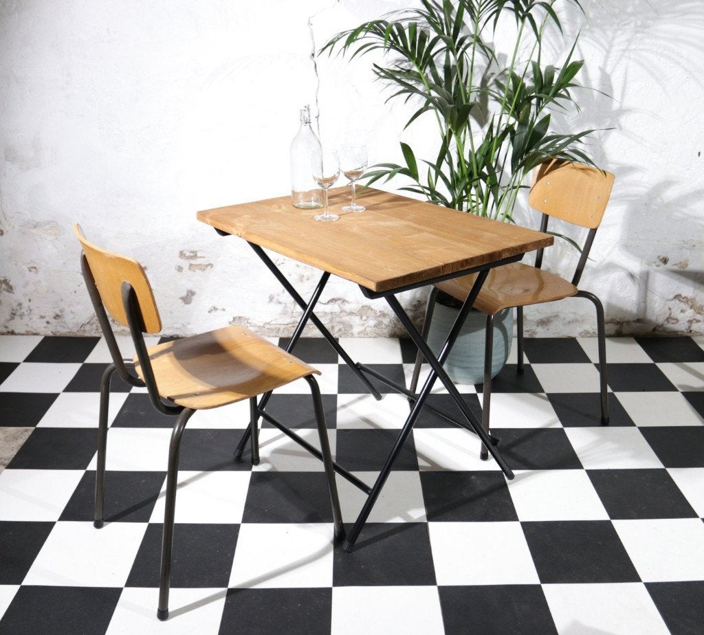 Franse Stijl Klaptafel Bistro/Terrastafel Bruin/Zwart, Ophalen, Nieuw, Rechthoekig, Hout
