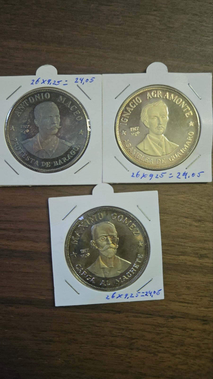 3 x 20 pesos cuba 1977, Ophalen of Verzenden, Overige materialen