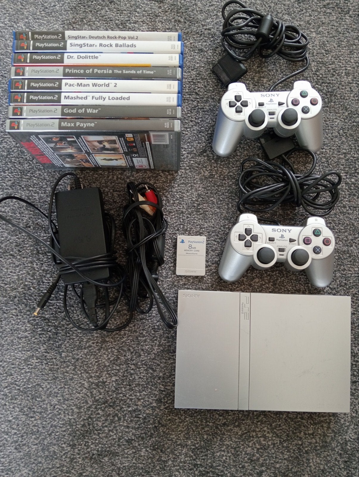 Sony PlayStation 2 Slim (SCPH-75004), Spelcomputers en Games, Gebruikt, Verzenden, Met games, Met 2 controllers