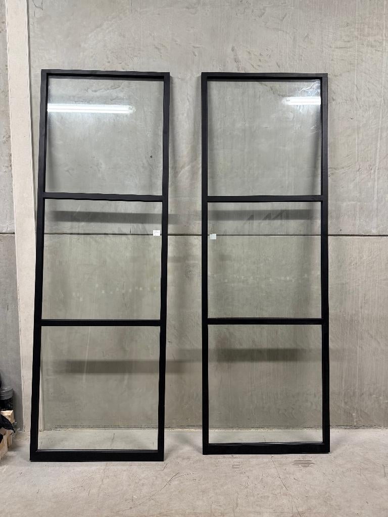 Luxe stalen taatsdeuren zwart met softclose |2800x1905|55/56, Ophalen, Binnendeur, Nieuw, Glas