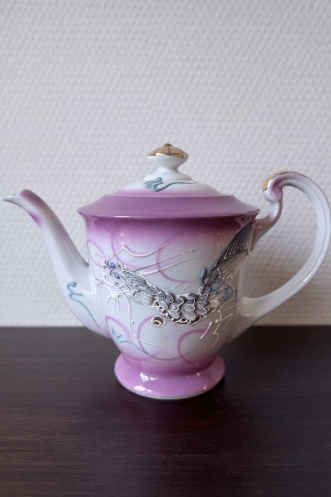 Japans Roze Porseleinen Draken Theepot, Porselein, Theekan, Gebruikt, Overige typen, Ophalen of Verzenden, Overige stijlen