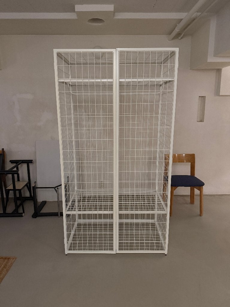 Vintage metalen draadkast Ikea PS 2014, witte kledingkast, Huis en Inrichting, Ophalen, Met deur(en), Gebruikt, 100 tot 150 cm