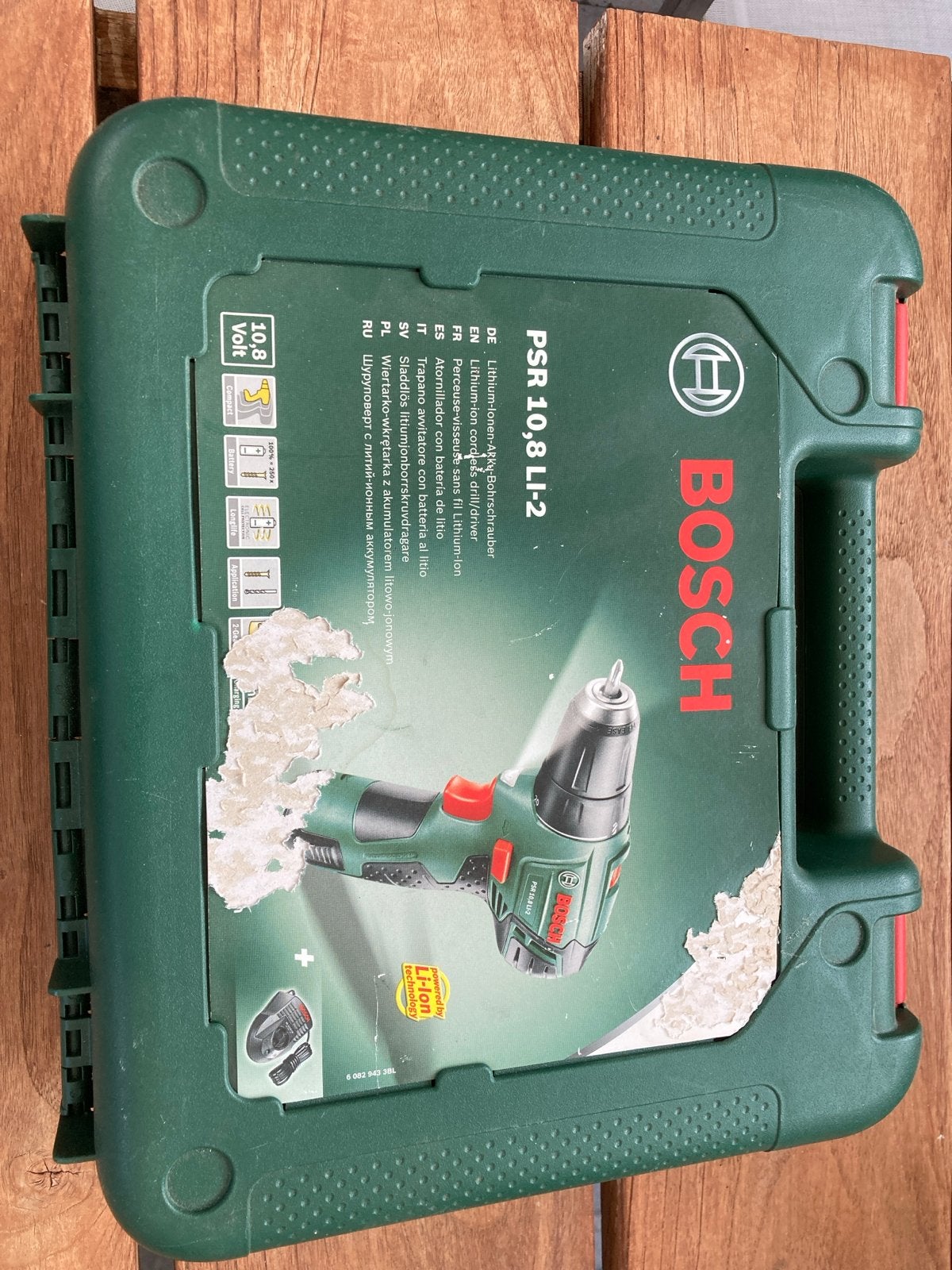 Bosch PSR 10,8 LI-2 Accuboormachine met lader en accu, Gebruikt, Variabele snelheid, Ophalen of Verzenden, Boor- en Schroefmachine