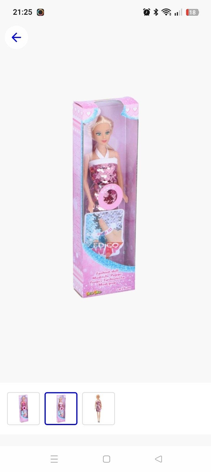 2x Eddy Toys Modepop met Omkeerbare Pailletten Jurk - 29cm, Ophalen of Verzenden