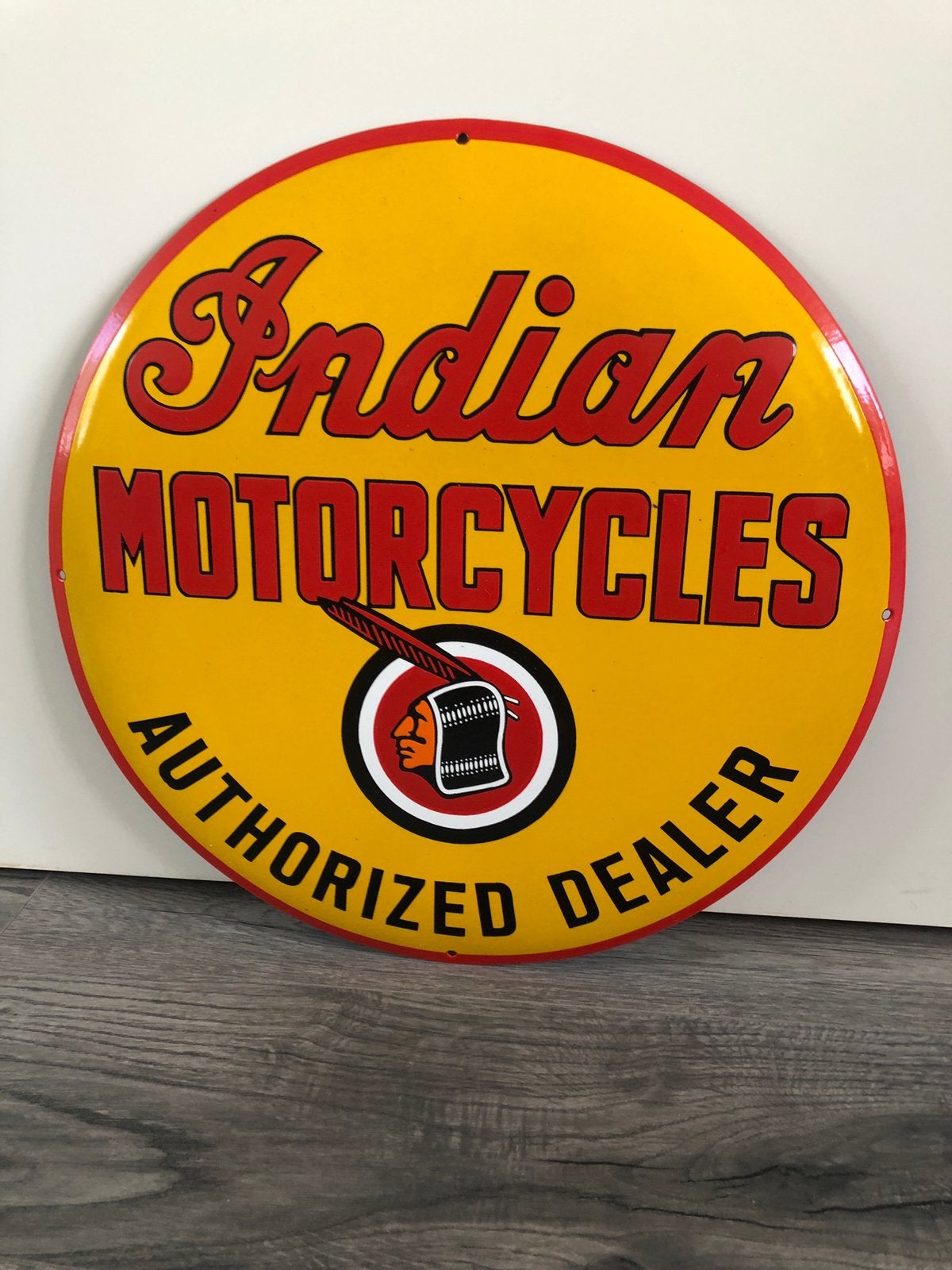 Emaille Dealer bord Indian motorcycles als nieuw, Ophalen of Verzenden, Zo goed als nieuw, Reclamebord