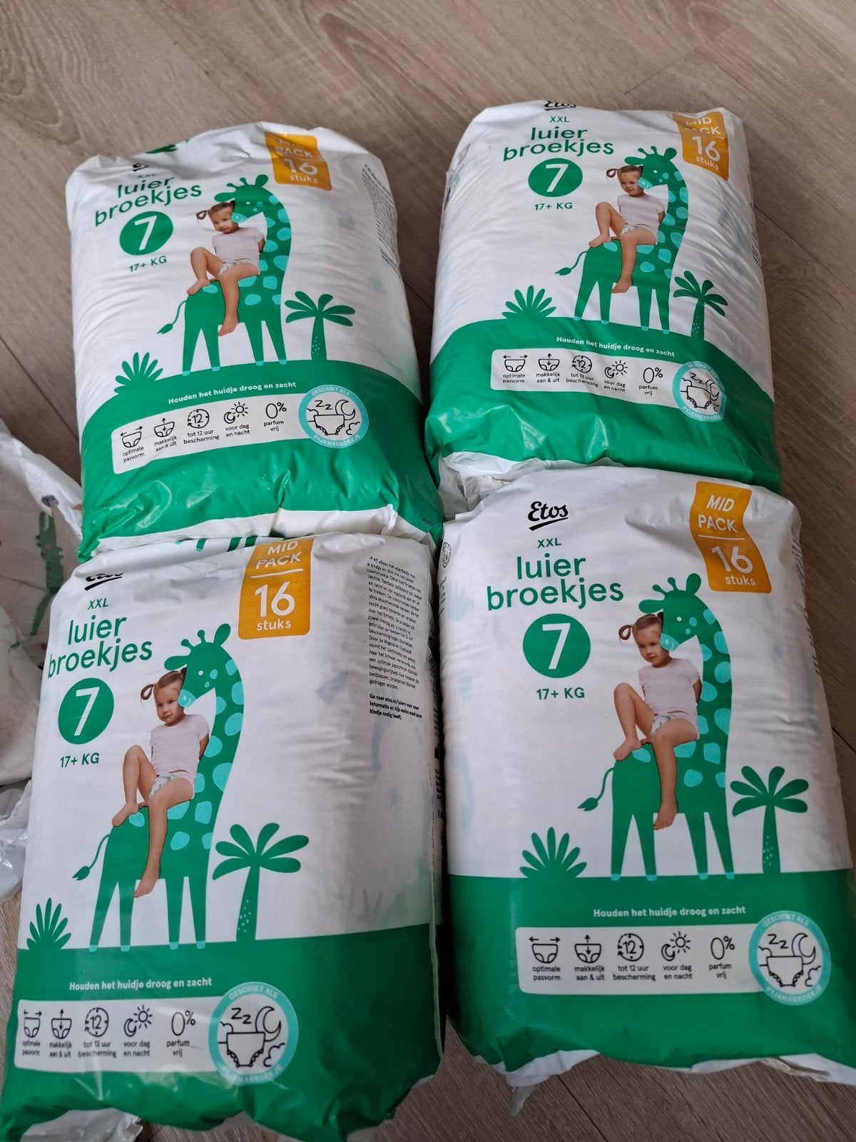 Etos luierbroekjes maat 7 (XXL, 17+ kg) - 4x16 stuks, Kinderen en Baby's, Ophalen of Verzenden, Nieuw
