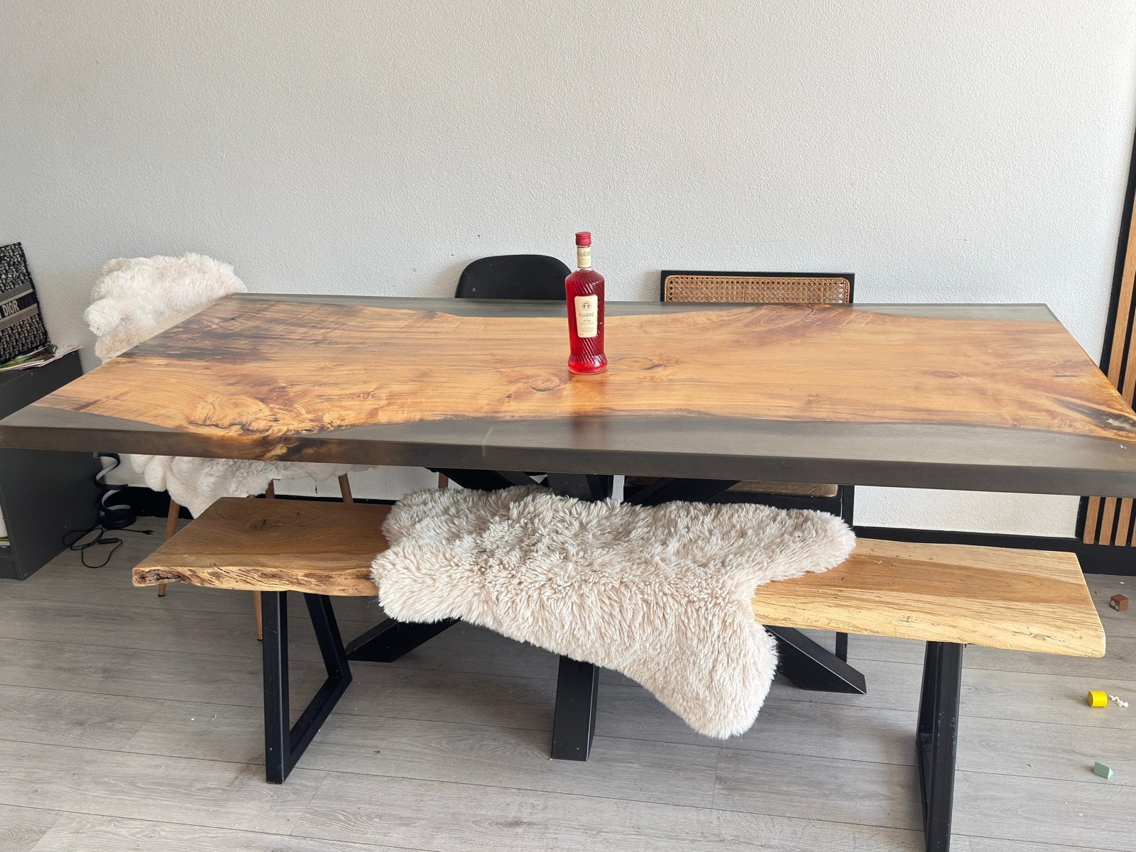 Unieke Epoxy Eettafel - 100x210 cm, Gebruikt, 200 cm of meer, Vier personen, Rechthoekig