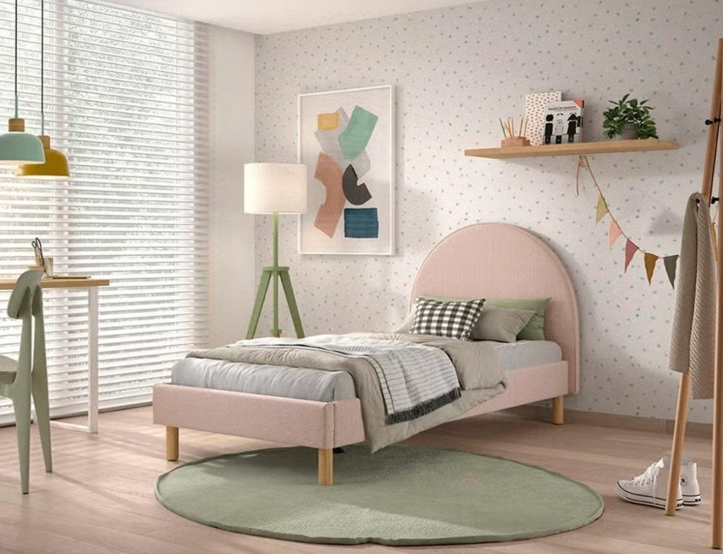 Superleuk meisjesbed oudroze zacht boucle, Huis en Inrichting, Slaapkamer | Bedden, Ophalen, Boucle stof, 90 cm, Zo goed als nieuw
