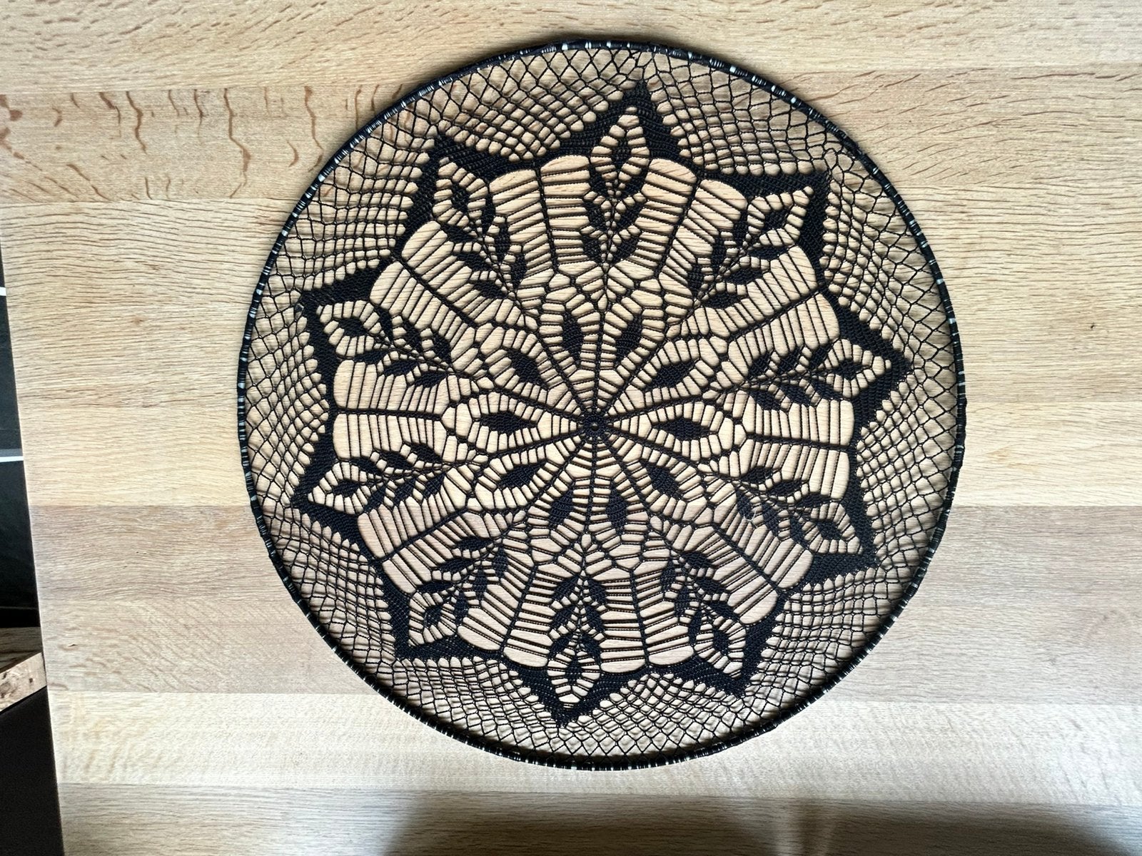 Rond macramé wanddecoratie – zwart – Ø ca. 70 cm, 70 cm, Zwart, Textiel, Ophalen of Verzenden