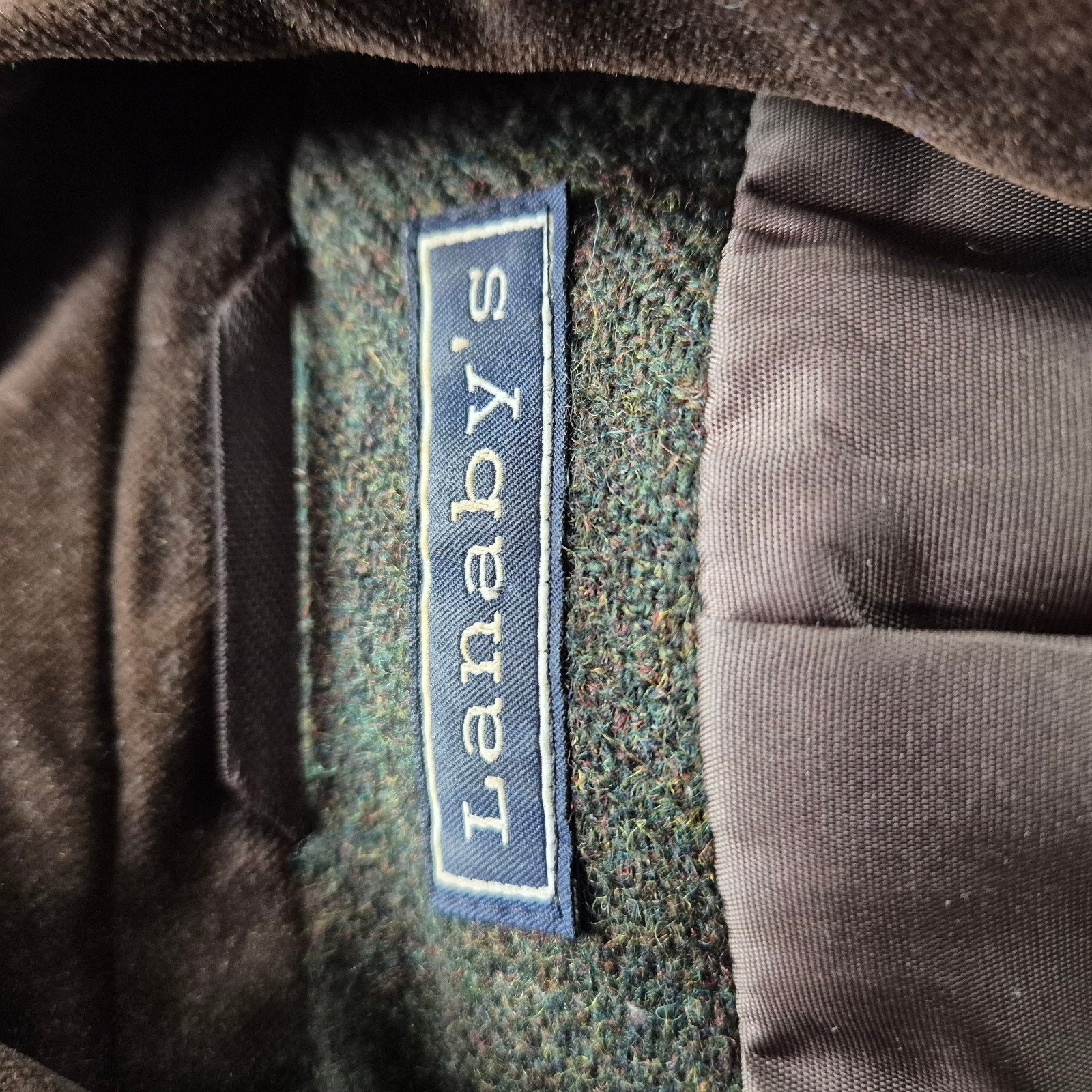 M38 Lanaby's colbert, mosgroen, bruine fluweel kraag 70% wol, Maat 38/40 (M), Ophalen of Verzenden, Zo goed als nieuw, Jasje