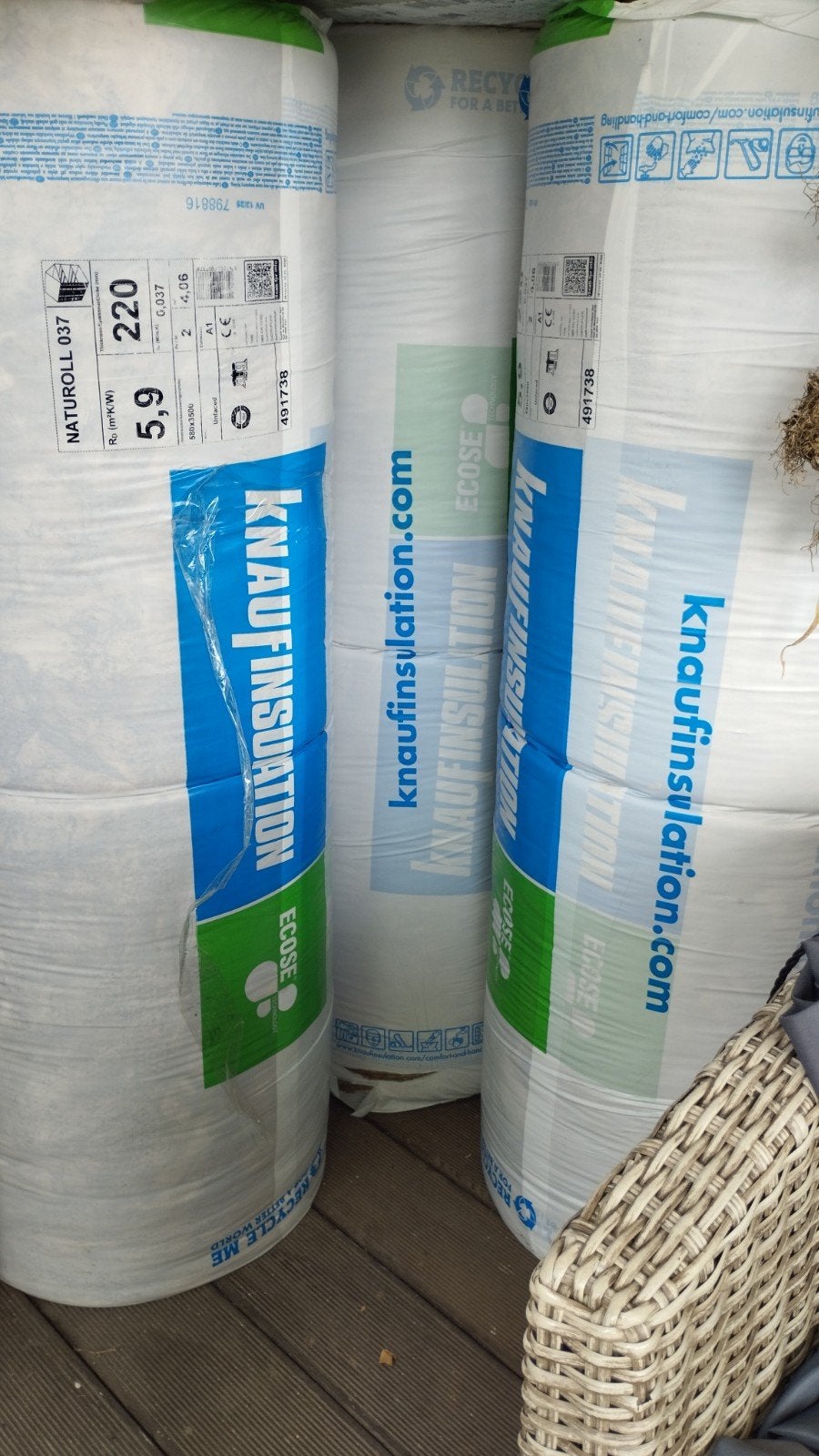6x rol, Glaswol, 220mm dik, 22cm dik Knauf, Ophalen, 12 cm of meer, Nieuw, 15 m² of meer