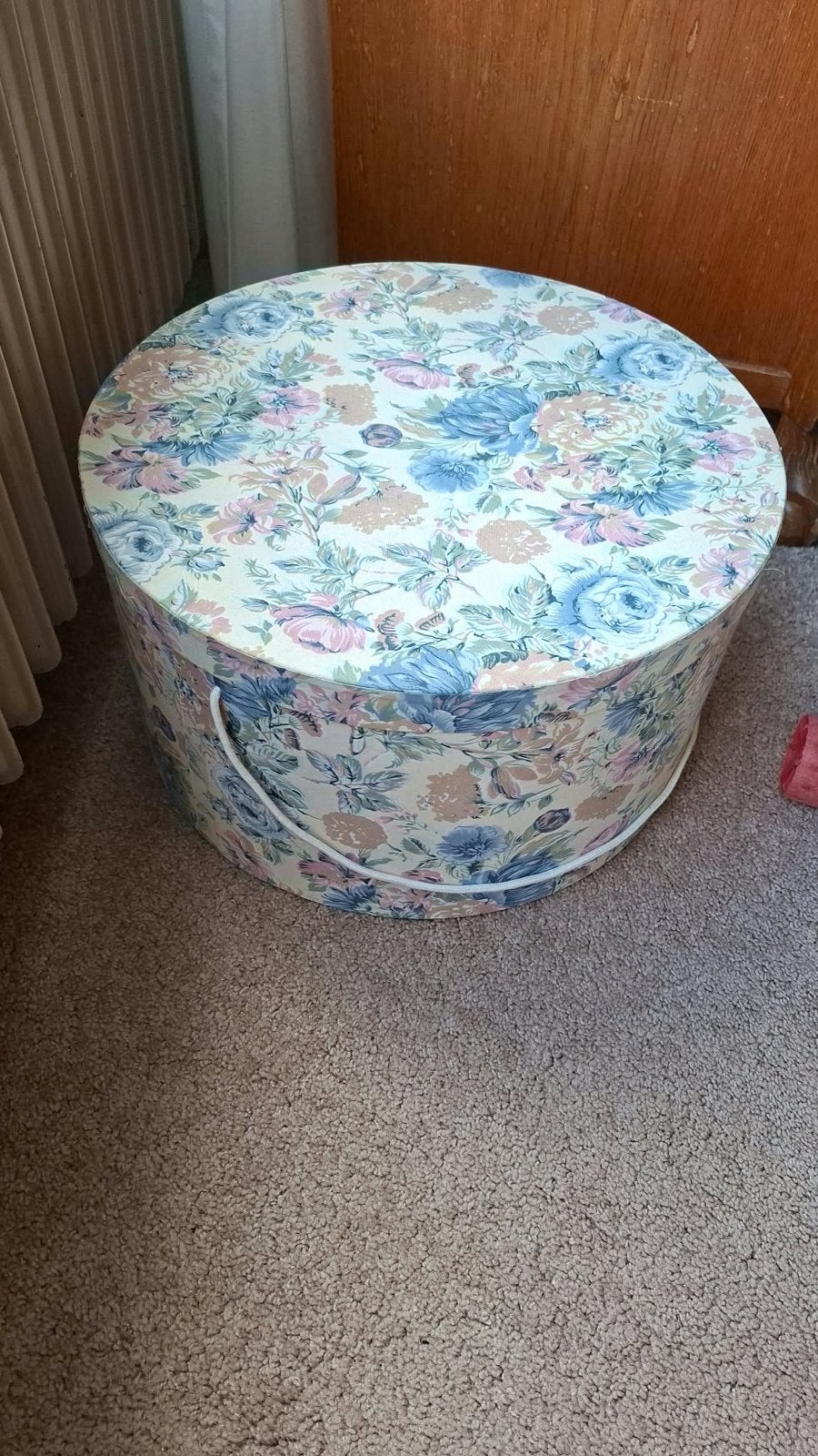 Vintage hoedendoos met bloemenprint, Ophalen, Vintage, Meerkleurig, Zo goed als nieuw