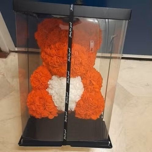 Rozen Beer Rood Met Wit Hart 35 cm In Geschenkdoos Teddybeer, Verzamelen, Beren en Cherished Teddies, Zo goed als nieuw, Stoffen beer