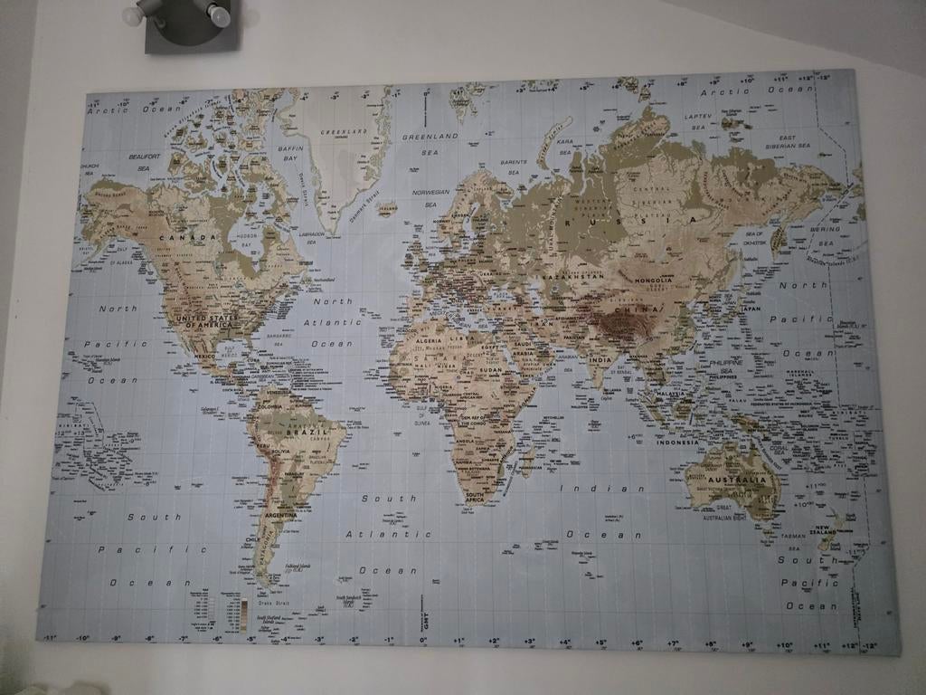 IKEA Wereldkaart Canvas - Grote Wanddecoratie, Ophalen, Gebruikt, 75 tot 100 cm, Print