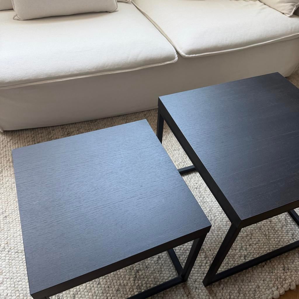 Set van 2 zwarte bijzettafels Woonexpress, 45 tot 60 cm, Minder dan 55 cm, Vierkant, Ophalen of Verzenden