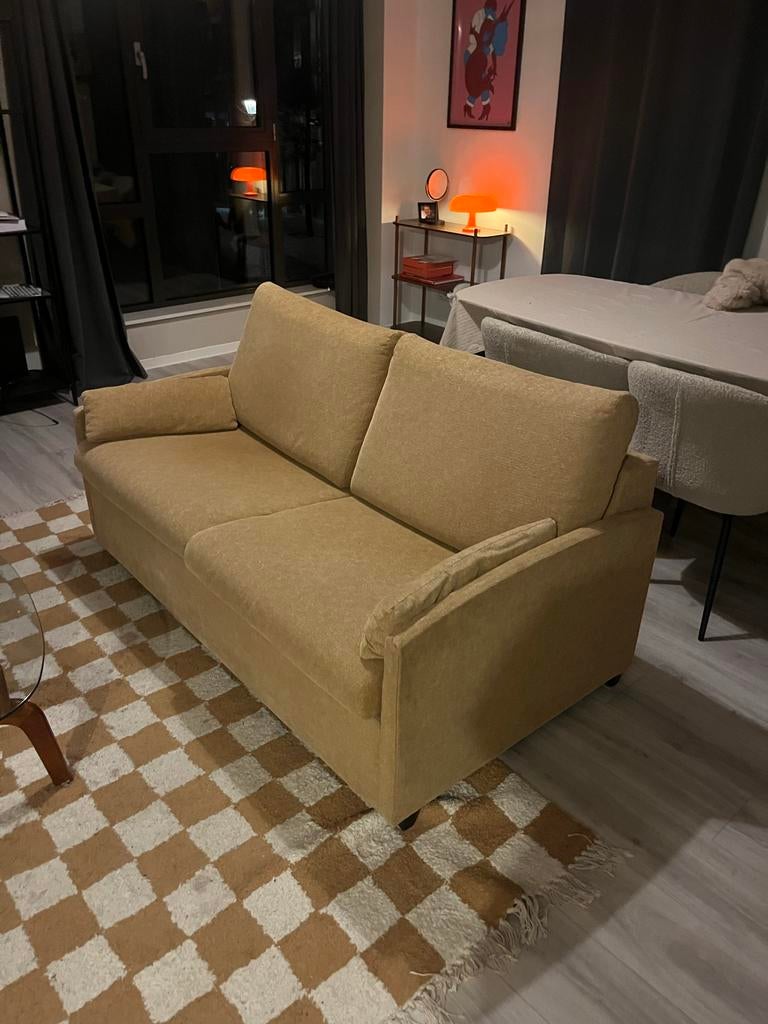 Comfortabele slaapbank - ideaal voor logees, Gebruikt, Beige, Tweepersoons, Ophalen of Verzenden