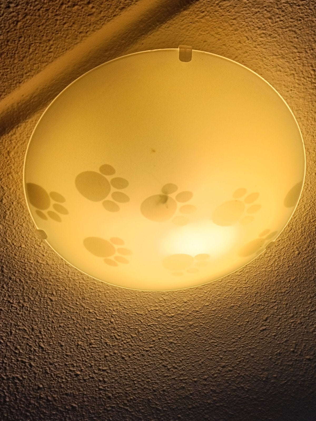 Plafondlamp met Dierenpootjes en Melkglas, Gebruikt, Inclusief lichtbron, Glas, Wit