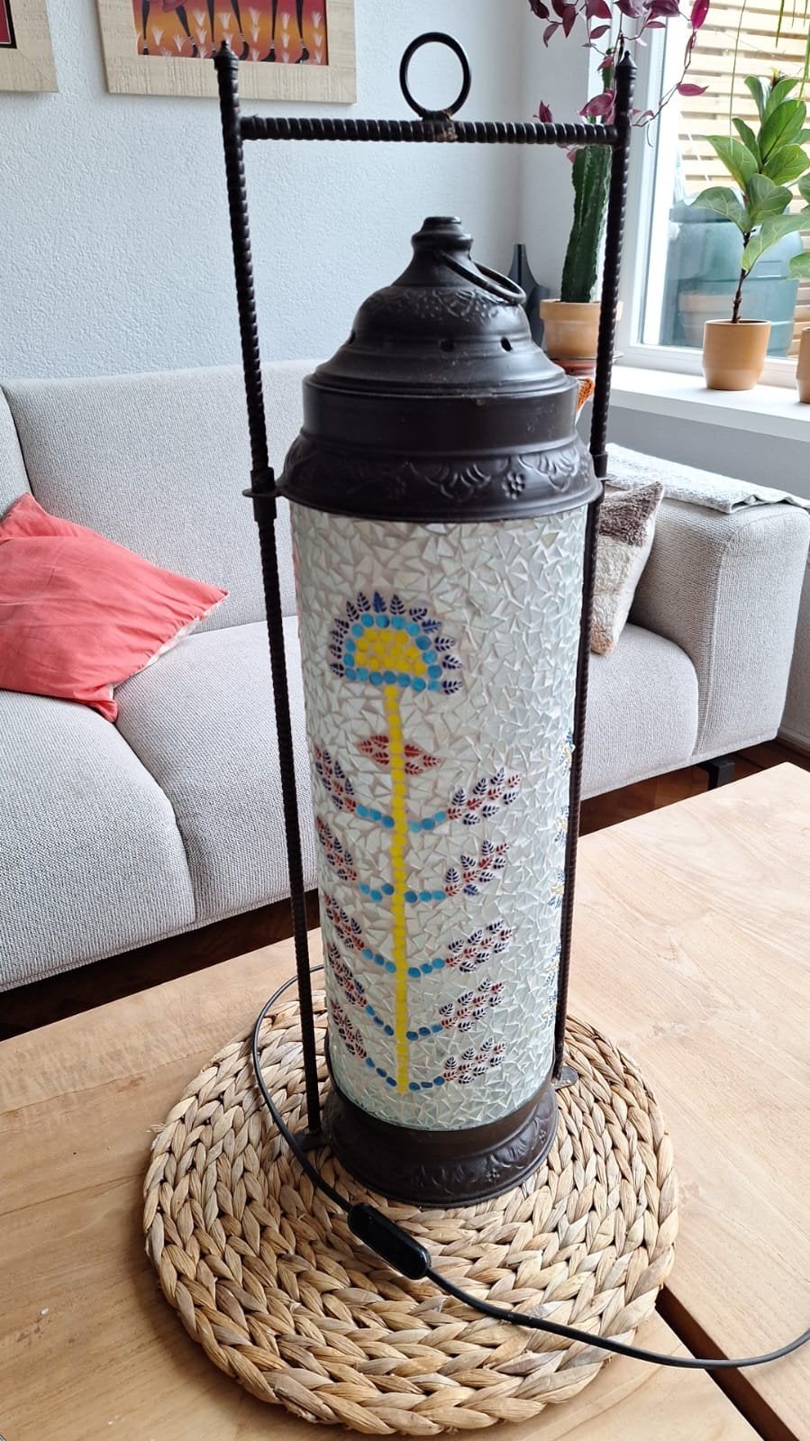 Mozaiek glas lamp uit India, Ophalen, E27 (groot), Led-lamp