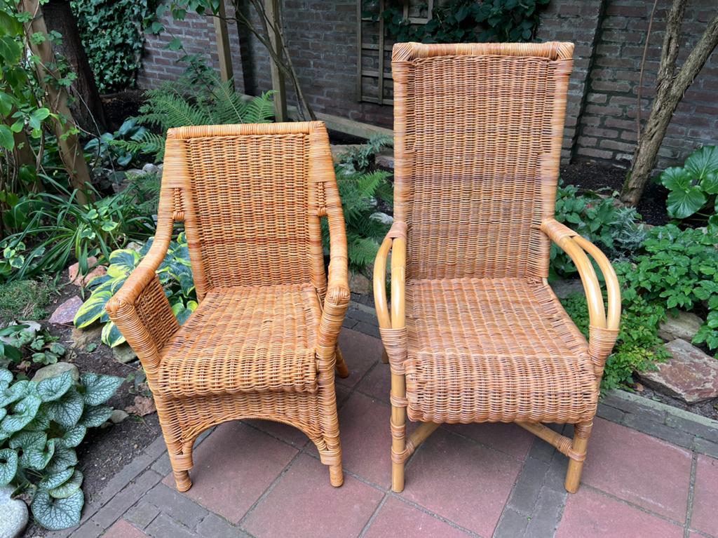 Sets van 2 stevige Rotan Tuinstoelen, Tuin en Terras, Tuinstoelen, Rotan, Ophalen