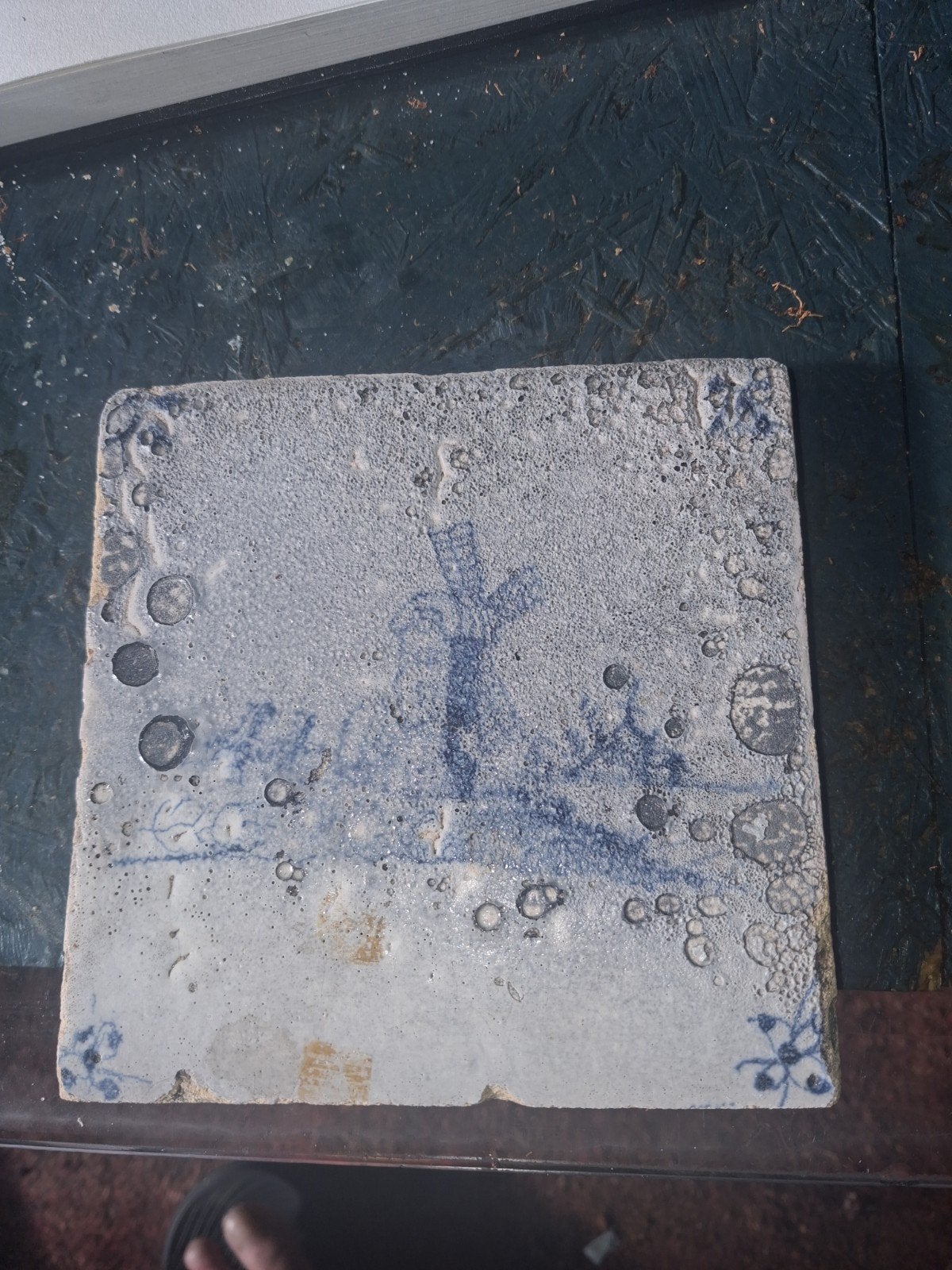 Antieke Delfts Blauwe Tegel met Molen, Ophalen of Verzenden
