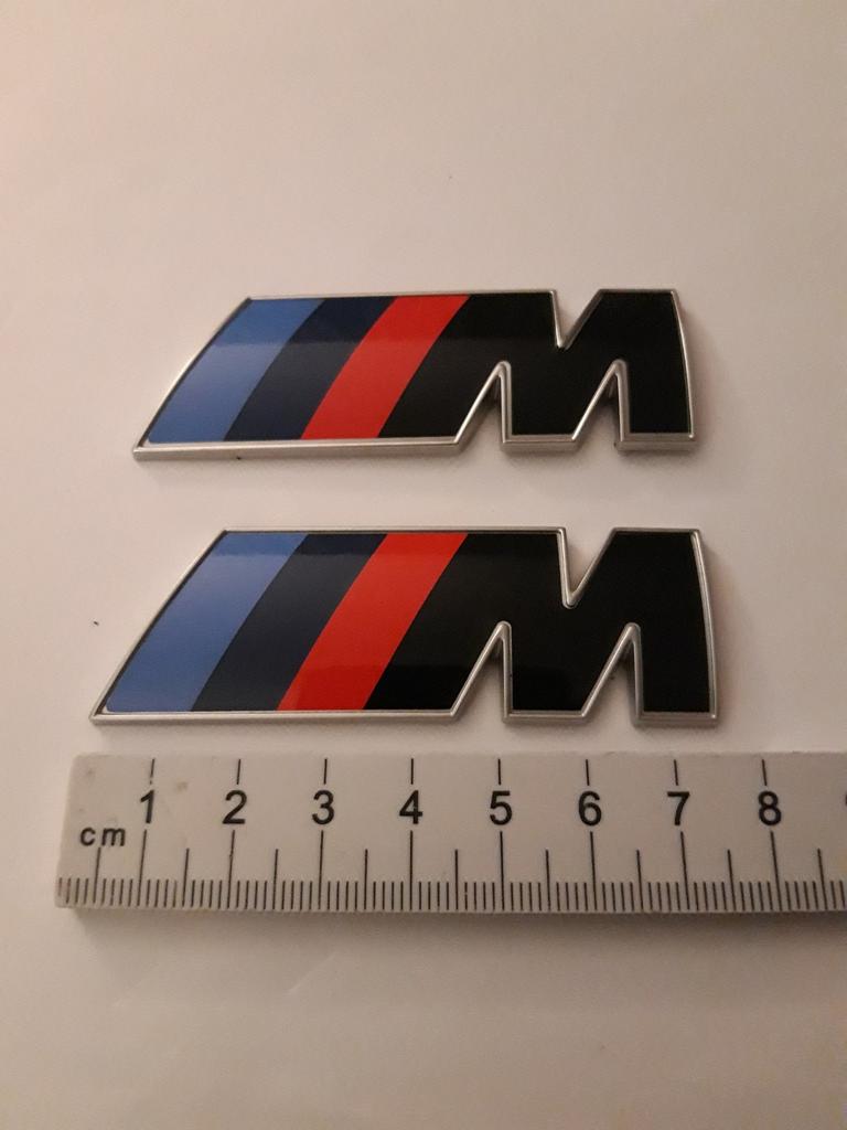 BMW M emblemen. Zwart met chroomrandje. 7.5cm x 2.5cm, Auto diversen, Autostickers, Ophalen of Verzenden