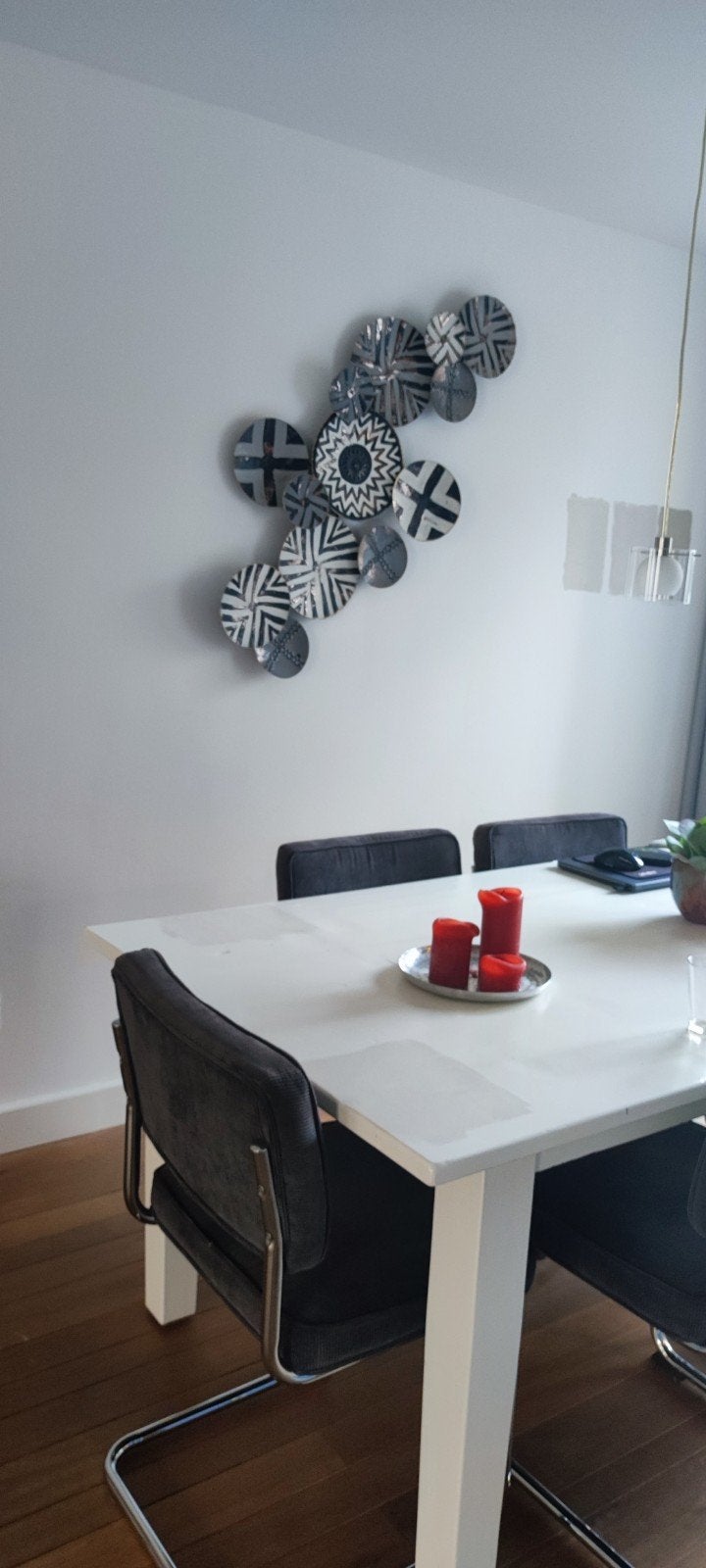 Wanddecoratie Zwart-Wit Cirkels - Modern Design, Ophalen, Metaal, Zwart, Decoratieobject