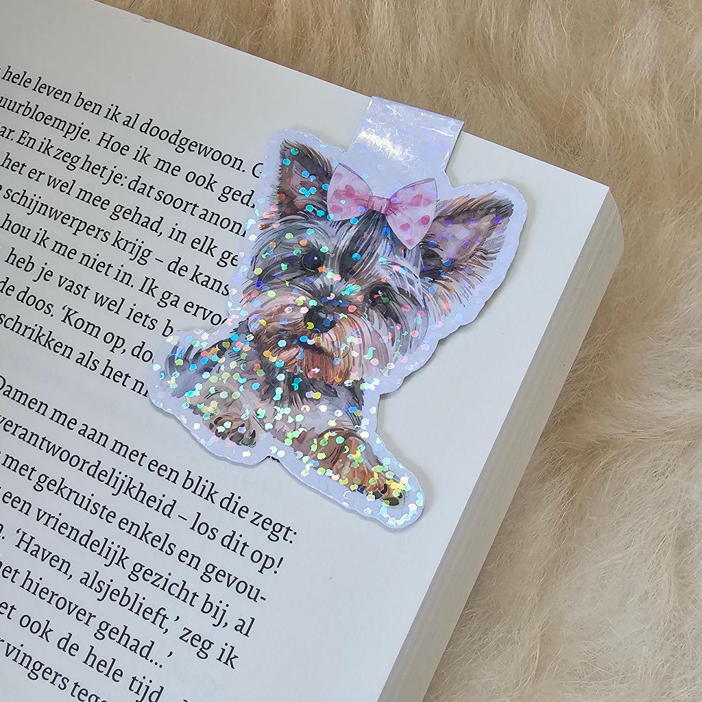 Magnetische boekenlegger yorkshire terriër met strik hond, Ophalen of Verzenden, Nieuw, Overige onderwerpen