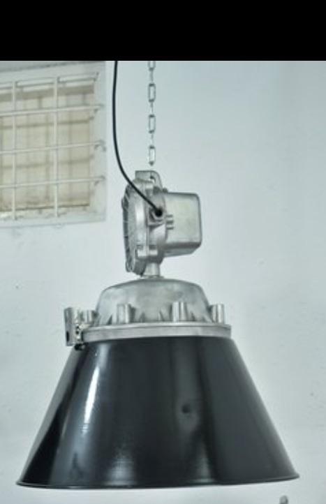 Vintage industriele Poolse hanglampen (3x), Huis en Inrichting, Ophalen, Gebruikt, Glas, Industrieel vintage hanglamp