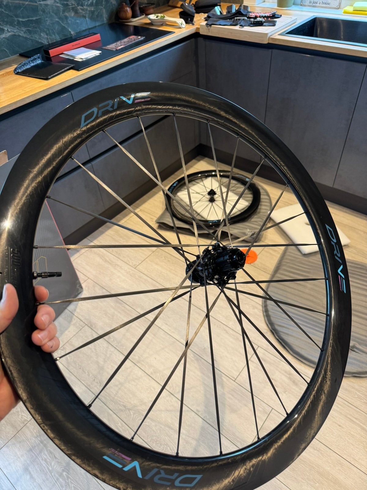 Elitewheels Drive 50D II carbon wheelset - z.g.a.n., Fietsen en Brommers, Fietsonderdelen, Racefiets, Zo goed als nieuw, Carbon