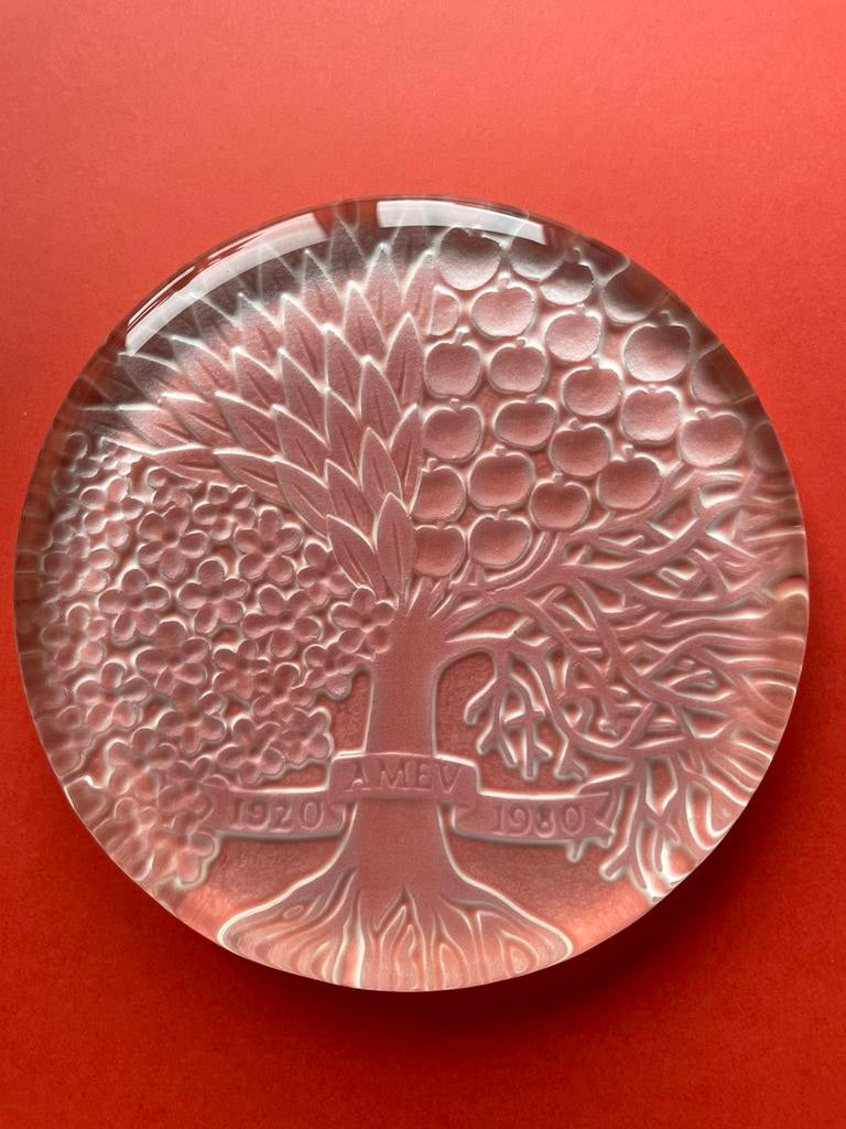 1980…Utrecht, 60 jr Verz. Mij. AMEV glas/kristal plaquette, Verzenden, Overige materialen